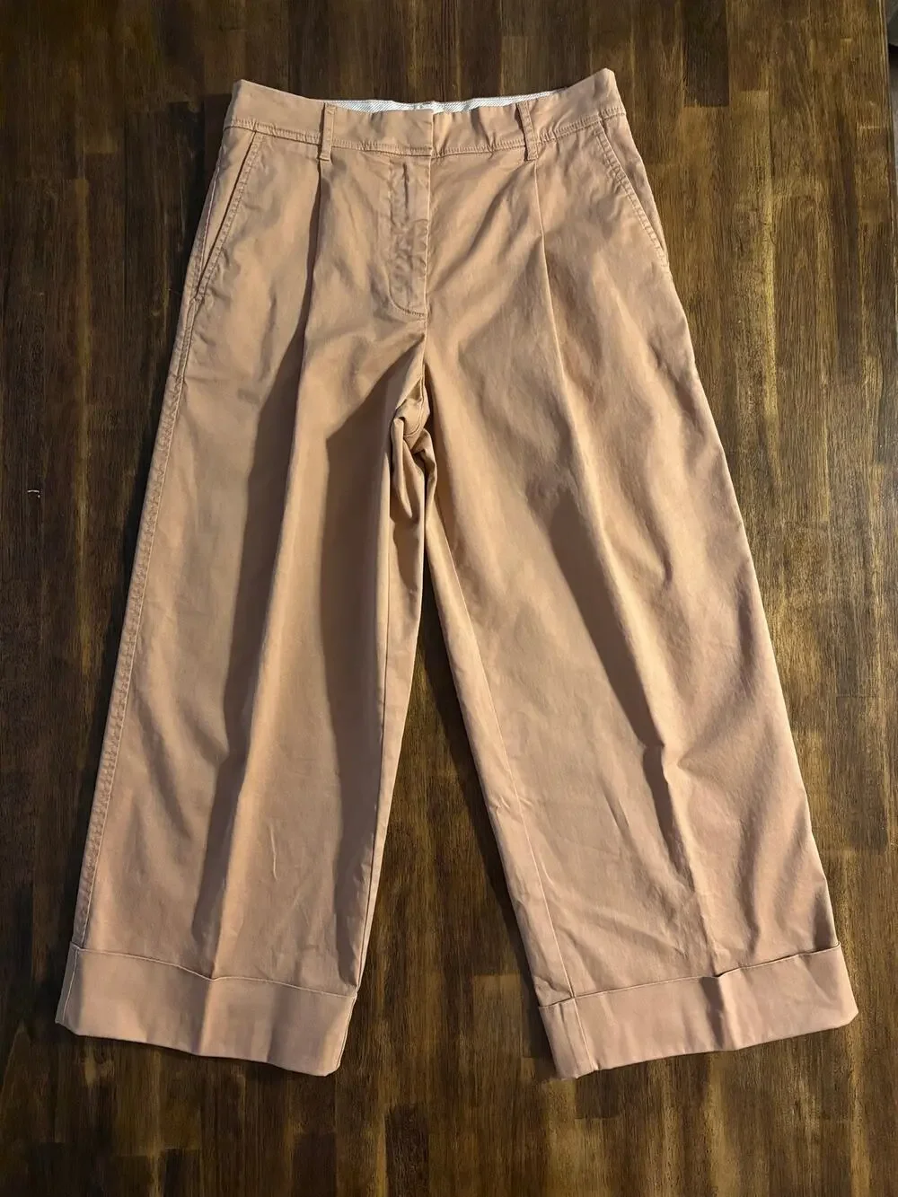 J Crew Women’s 6 Pants Wide Leg Crop Pleated Cotton Chino High Rise Trouser